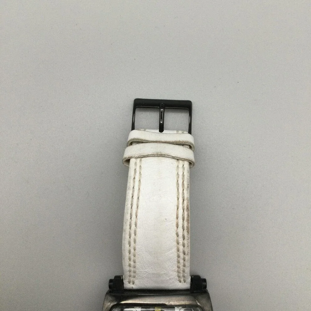 Guess Mens Watch 40mm Black Striped Square Dial Day Date 111542G1 New Battery